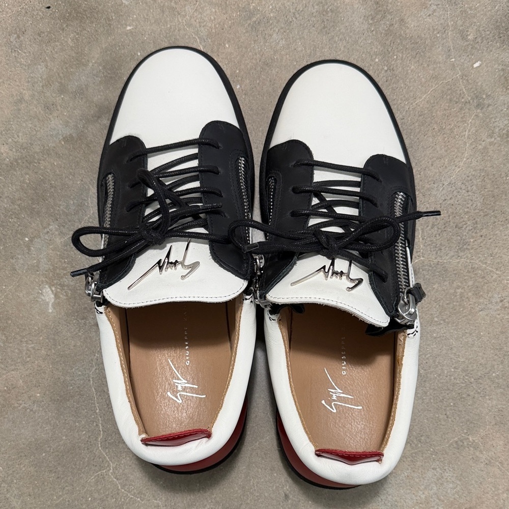 Giuseppe Zanotti Maylondon Leather Low-Top Sneakers Red, Black and White - Picture 8 of 10